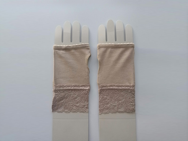 UV protection solid color non-finger gloves with lace