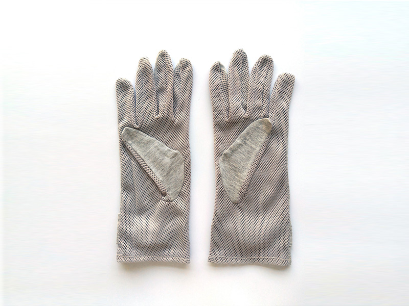 UV protection solid color gloves with bow and grid cloth splicing-1