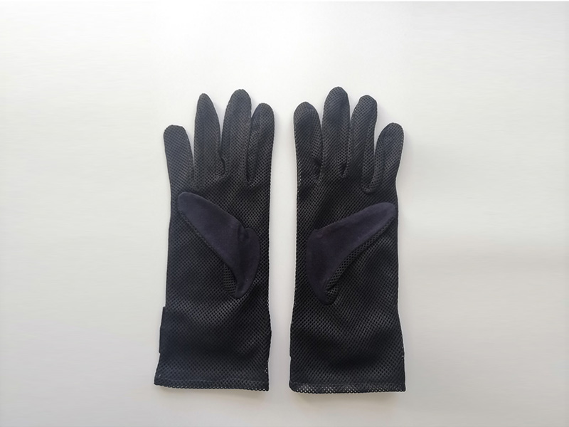 UV protection solid color gloves with bow and grid cloth splicing-2