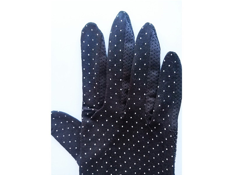 UV protection solid color gloves with wave point pattern and grid cloth splicing-7
