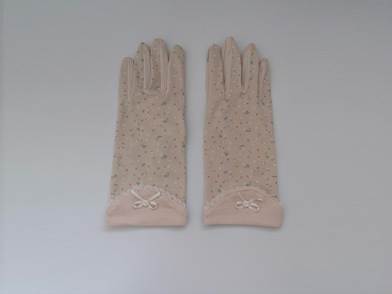 Japanese style UV protection gloves with popolar flower pattern and bow