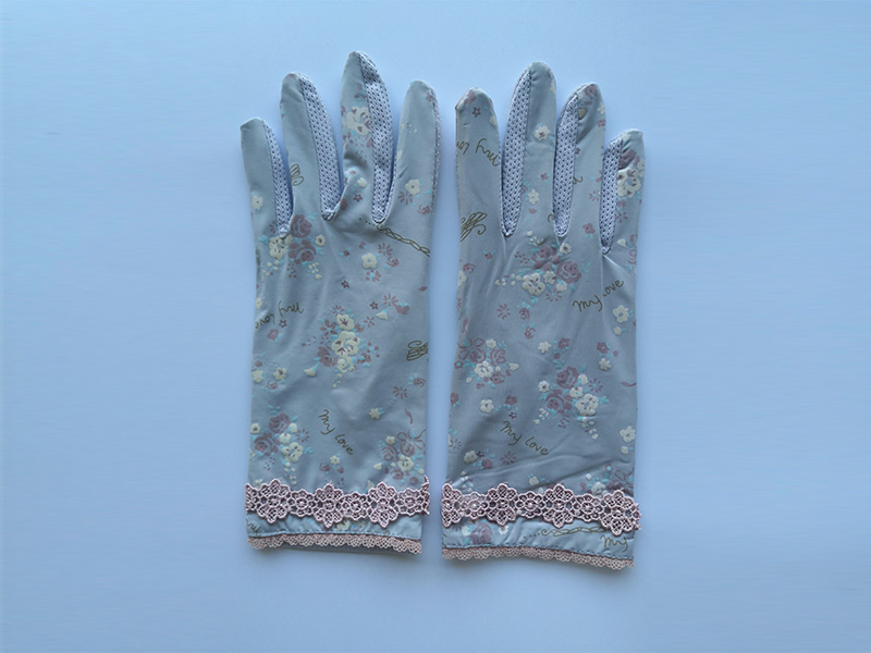 Japanese style UV protection gloves with  popolar flower pattern and lace